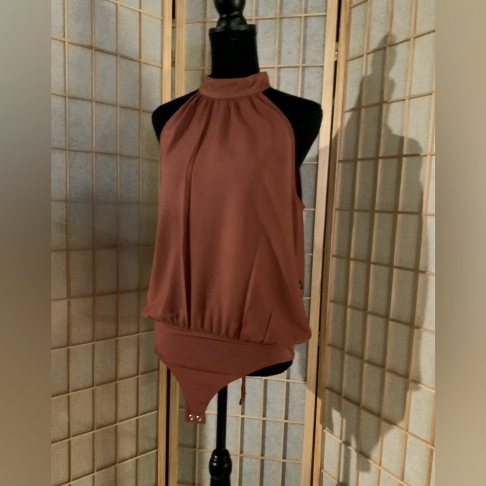 NWT EXPRESS - CORAL color thong bodysuit halter look top. Sz M